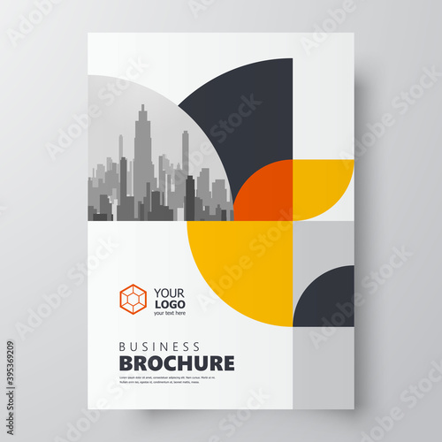 Circles orange color Flyer brochure design template size A4, creative cover