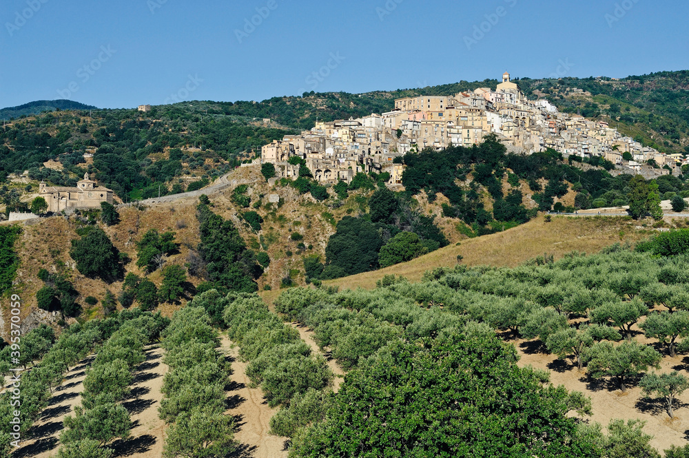 View of the town of Badolato, district of Catanzaro, Calabria, Italy, Europe