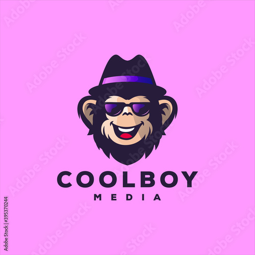 cool monkey gradient logo design