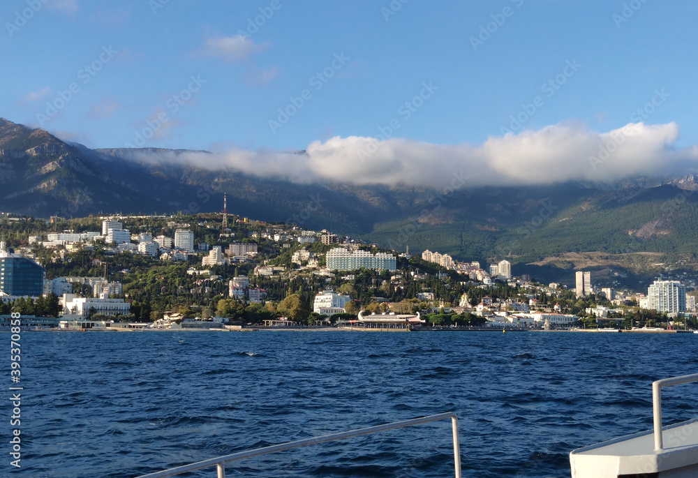 Crimean peninsula, southern coast, Yalta city, view from the sea