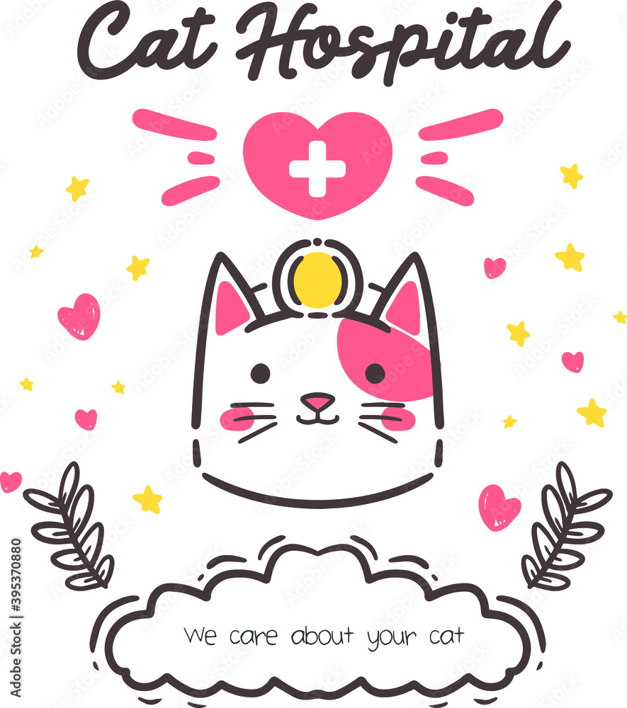 cute cat hospital logo 