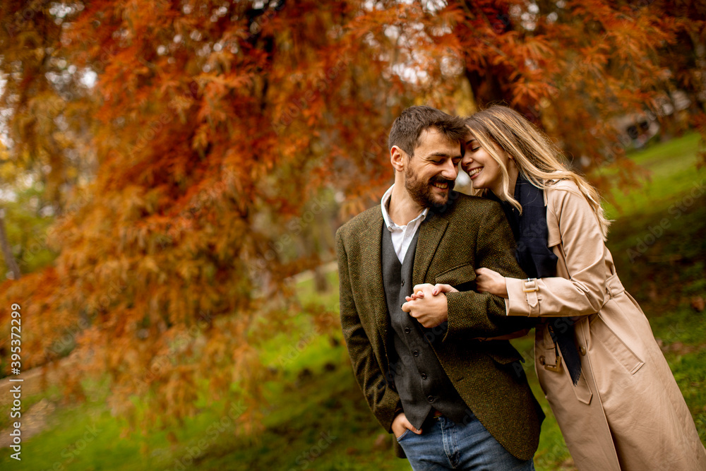 Young couple in the autumn park Young couple in the autumn park