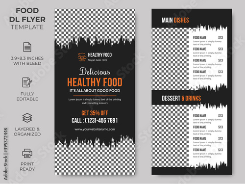 Rack Card Food DL Flyer Template  simple style and modern layout