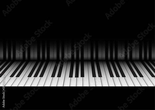 Vector : Piano keyboard and reflection on black background