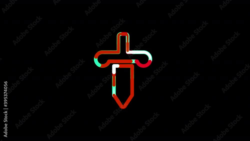 Circles gather in symbol dagger. After it crumbles in a line and moves to the camera. Alpha channel black Circles gather in symbol dagger. After it crumbles in a line and moves to the camera. Alpha channel black