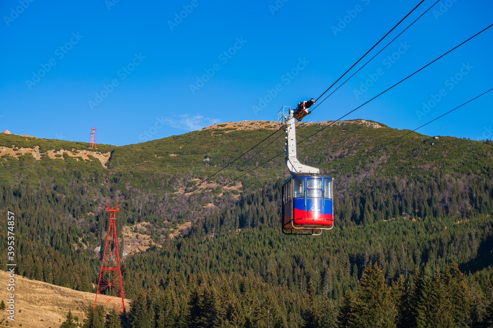 cable car in the Romanian mountains