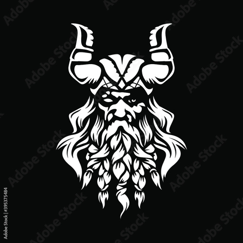 Norse God Odin Illustration black backgorund vector
