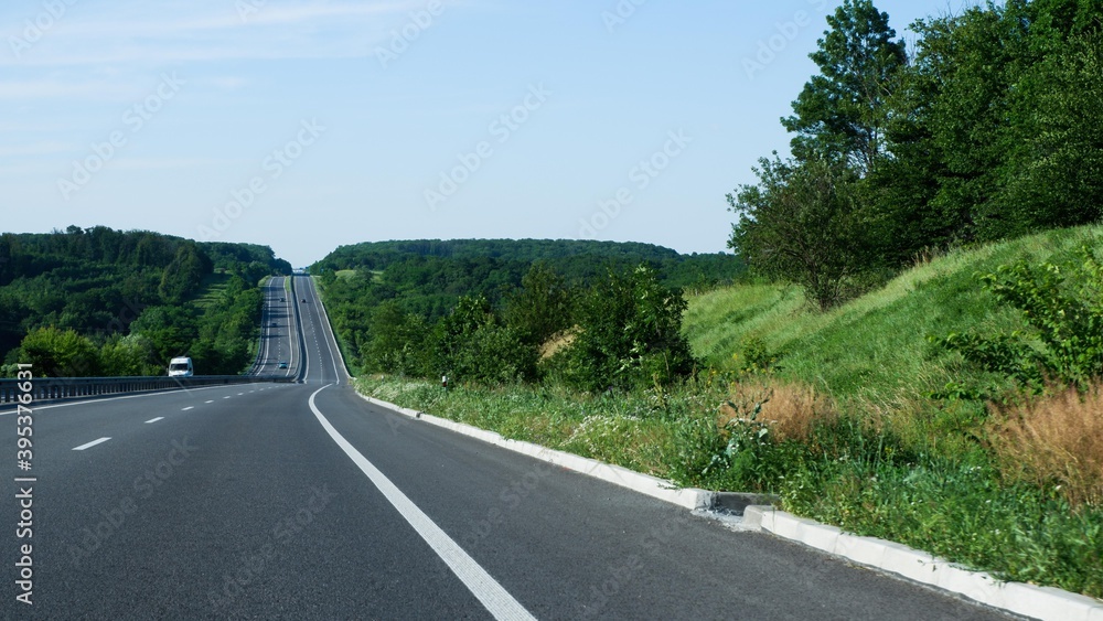 Road View Of Summer Time. Landscape