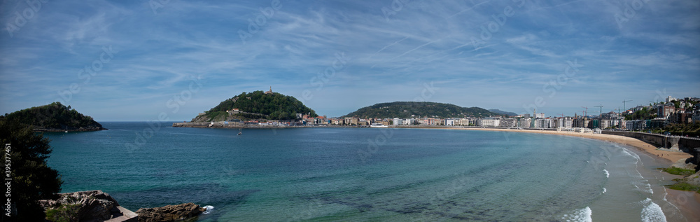 panoramic view of the bay of san Sebastian Spain