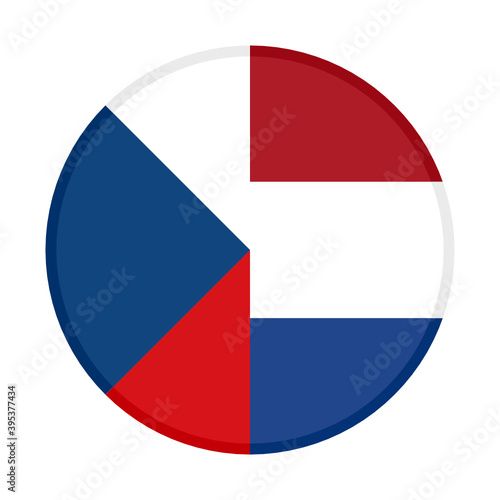 round icon with czech republic and netherlands flags, isolated on white background 
