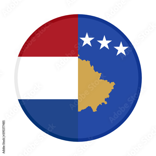 Free Download round icon with netherlands and kosovo flags, isolated on white background	 - GFXLoad