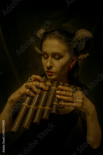 Faun with panflute Fototapet