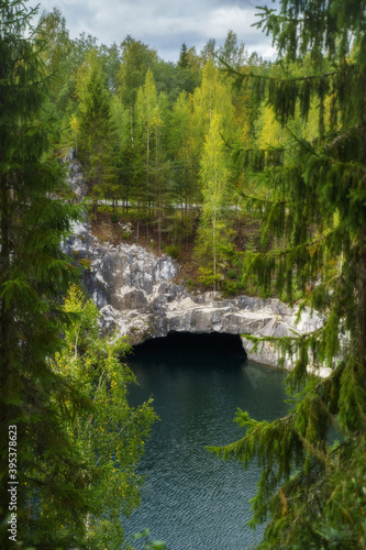 Marble canyon in Ruskeala Nature Reserve in Republic of Karelia  North Russia