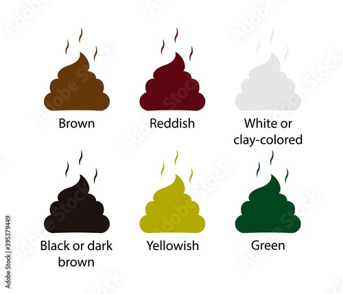 Set colored poops icon. Stinky poo. Vector