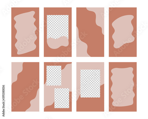 Set of vector trendy templates with frames and abstract shapes. Design for social media, stories and posts