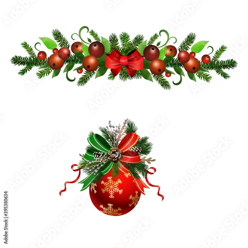 Christmas Holly brunches decoration vector