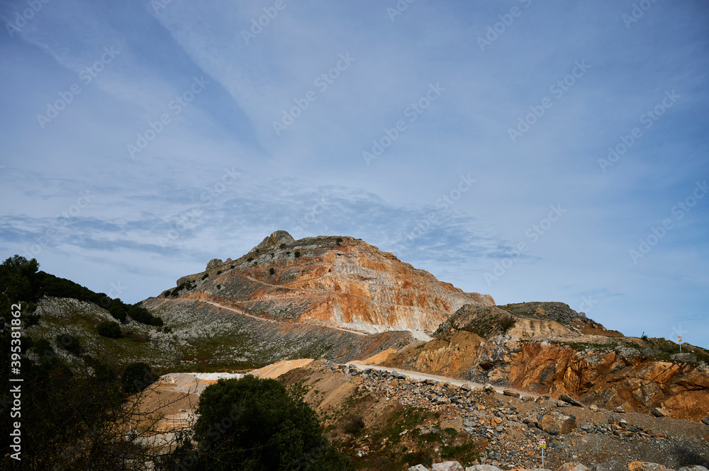 Quarry of Santullan and castro Urdiales in the background, Cantabria, Spain, Europe