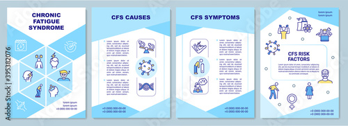 Chronic fatigue syndrome brochure template. Human disorder. Flyer, booklet, leaflet print, cover design with linear icons. Vector layouts for magazines, annual reports, advertising posters