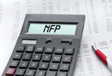 A calculator with the inscription NFP . Business profit concept