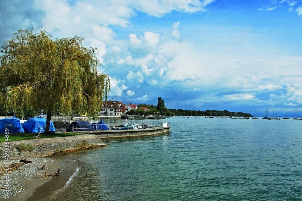 Germany-view on the port in town Hagnau at Lake Constance
