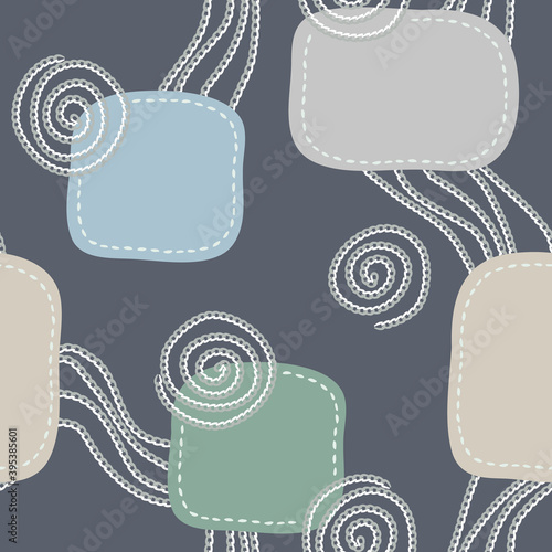 Seamless Pattern with Embroidered Elements.