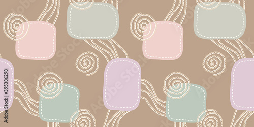 Seamless Pattern with Embroidered Elements.