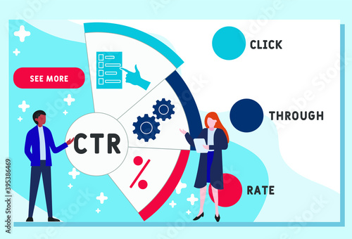 Vector website design template . CTR - Click Through Rate acronym, business concept. illustration for website banner, marketing materials, business presentation, online advertising.