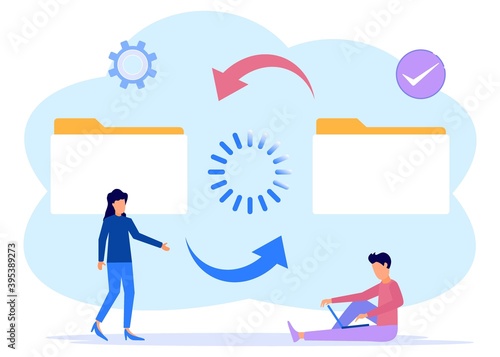 Illustration vector graphic cartoon character of sharing file