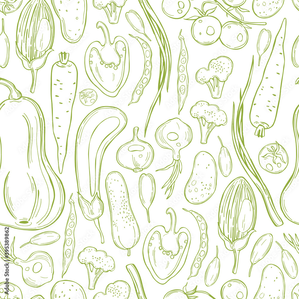 Vector pattern with vegetables. Vector pattern with vegetables.
