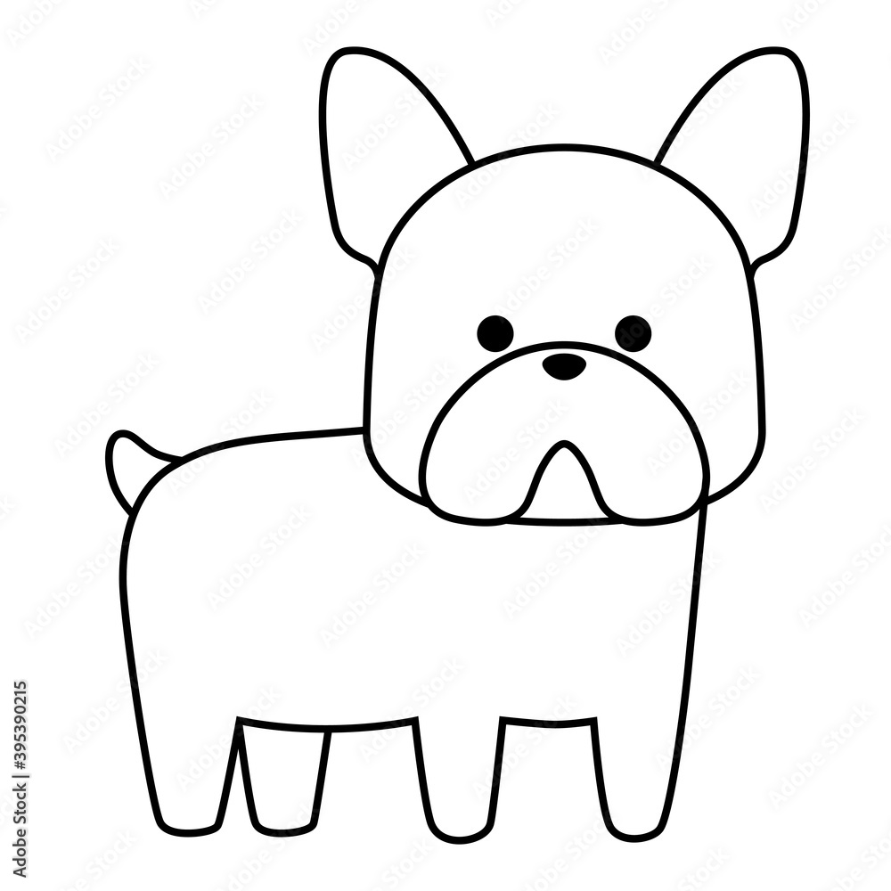 Fototapeta premium Black silhouette dog French Bulldog isolated on white background. Flat design for poster or t-shirt. Vector illustration