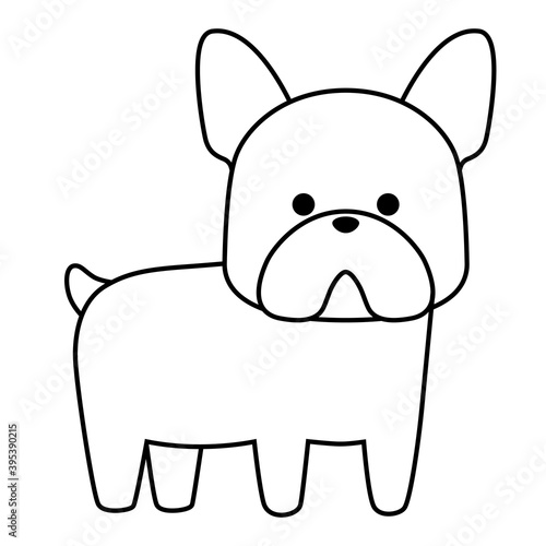 Black silhouette dog French Bulldog isolated on white background. Flat design for poster or t-shirt. Vector illustration