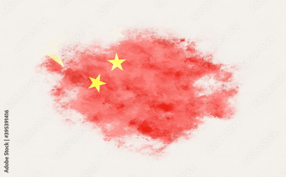 Painted national flag of China.