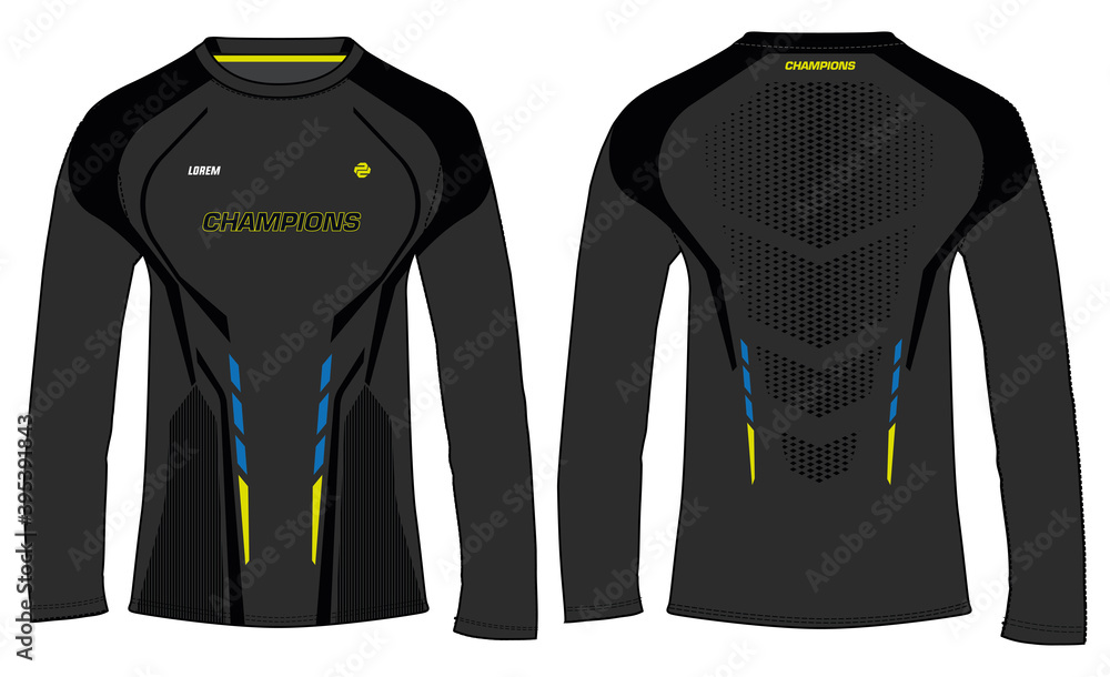 Sports long sleeve t-shirt jersey design concept vector template ...