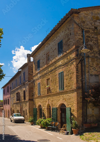 Residential buildings in the historic medieval village of Vescovado di Murlo in Siena Province, Tuscany, Italy 