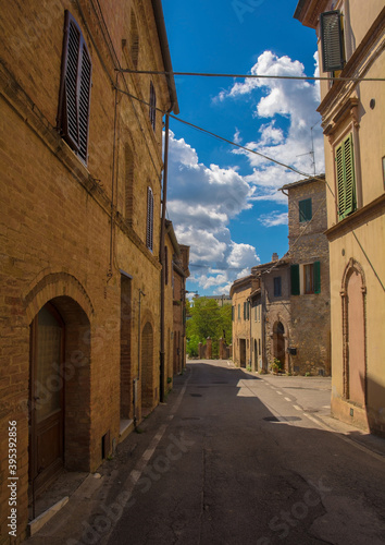 Residential buildings in the historic medieval village of Vescovado di Murlo in Siena Province, Tuscany, Italy 