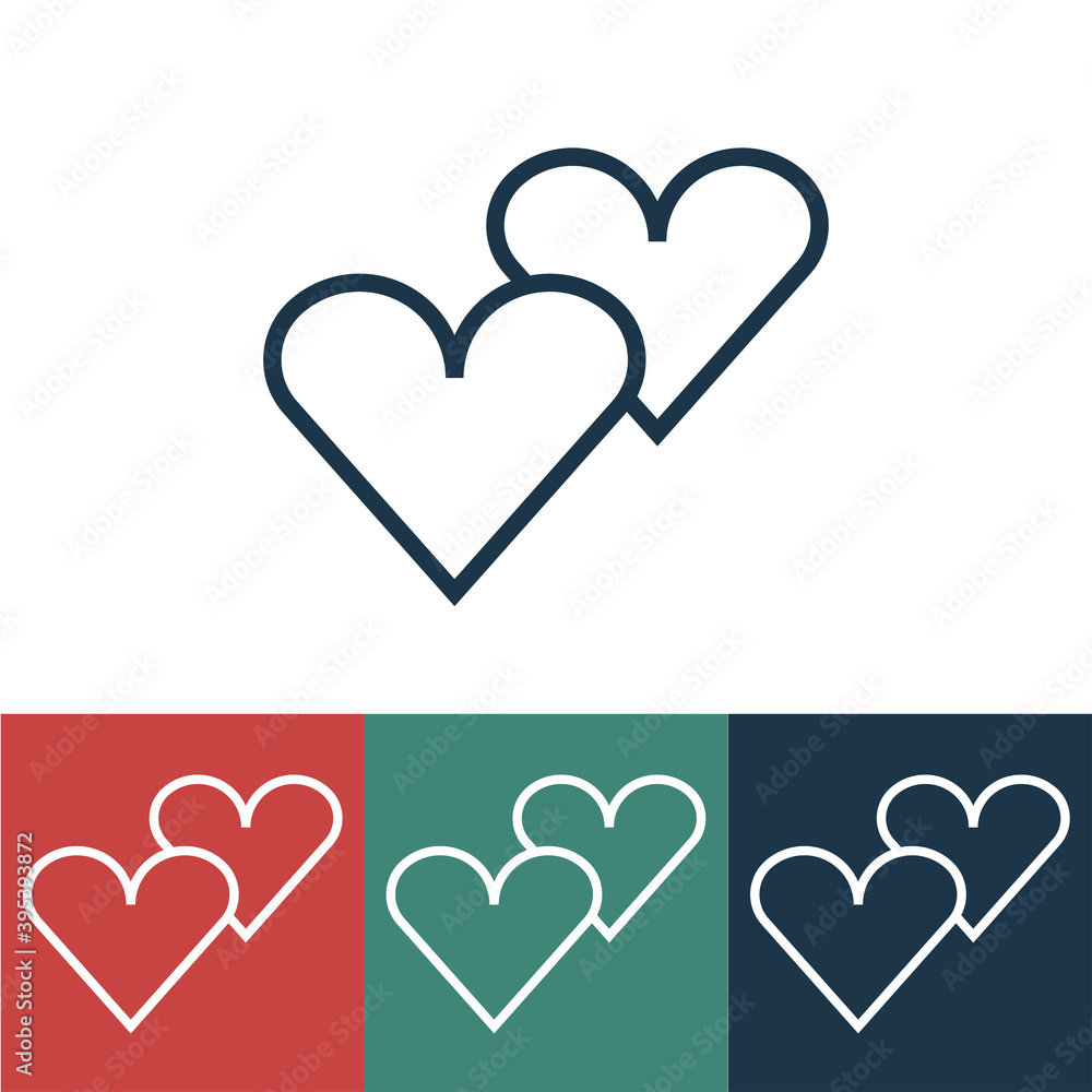 Linear vector icon with two hearts Linear vector icon with two hearts