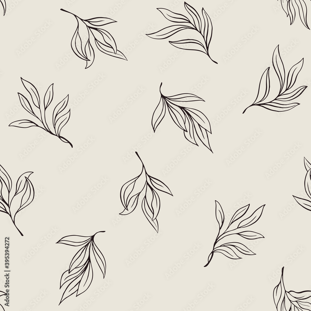 Seamless pattern Vintage Branches With Leaves. Decorative Elements for Decoration