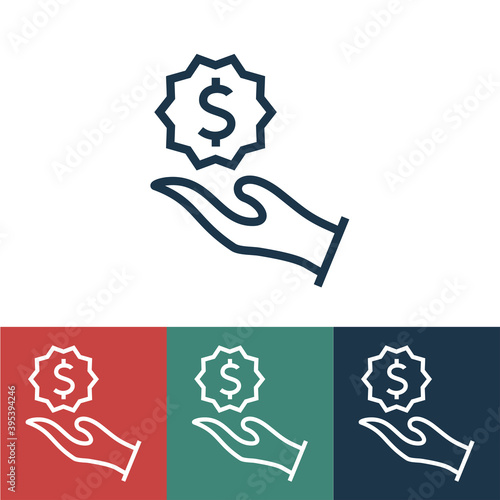 Linear vector icon with provision of finance