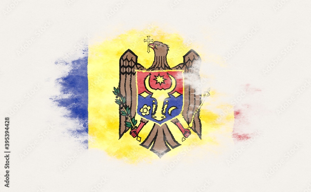 Painted national flag of Moldova.