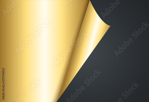 Gold banner in paper curl style. Black friday golden sale banner.