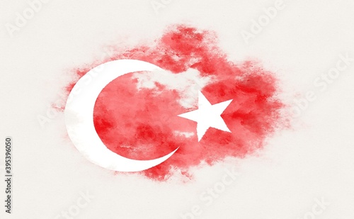 Photos Painted national flag of Turkey.