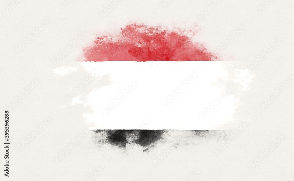 Obraz premium Painted national flag of Yemen.