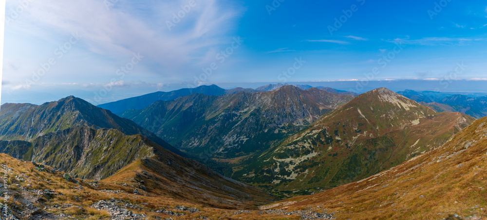 Colorful yellow autumn in Tatras mountain, slovakia Fall season.