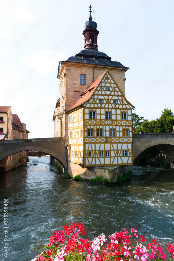 City hall in Bamberg, Germany. UNESCO world heritage. Timbered house.