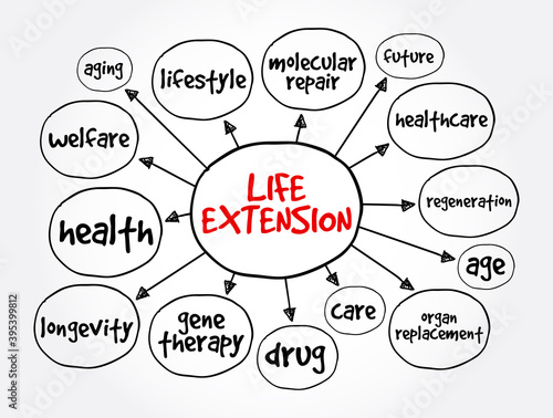 Life extension mind map, concept for presentations and reports