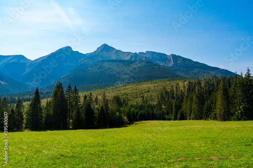 Green mountains and beautiful sky clouds under the blue sky in tatras mountain in poland © Martin