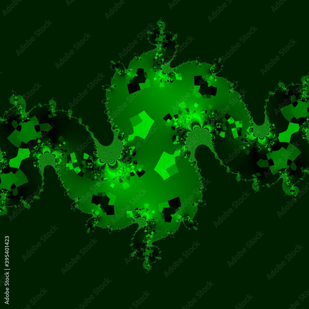 Julia style fractal designs in shades of neon green geometric asymmetric patterns on black background Julia style fractal designs in shades of neon green geometric asymmetric patterns on black background