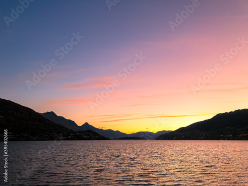 Sunset, Lake Wakatipu, Frankton, Queenstown, New Zealand 