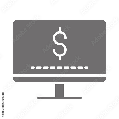 shopping online computer transaction ecommerce in silhouette style icon © Stockgiu