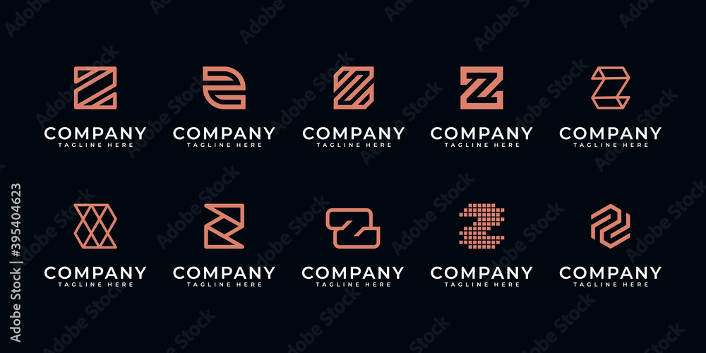 Set of abstract initial letter z, logo design template. icons for business of luxury,elegant,simple. - obrazy, fototapety, plakaty 